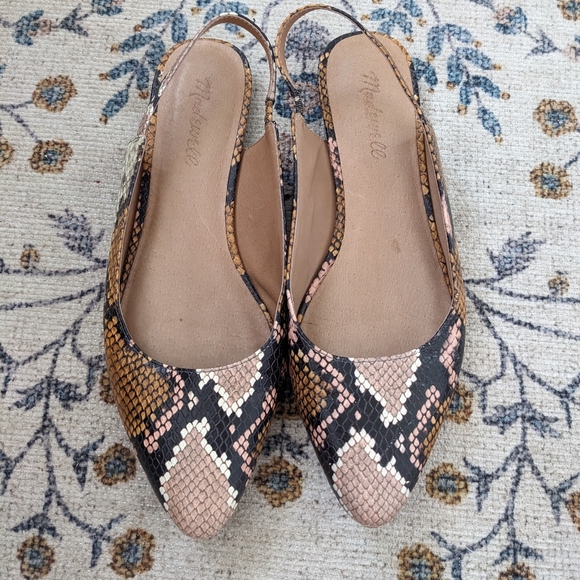 MADEWELL Margo Snakeskin Embossed Slingback Leather Flat - Picture 2 of 6